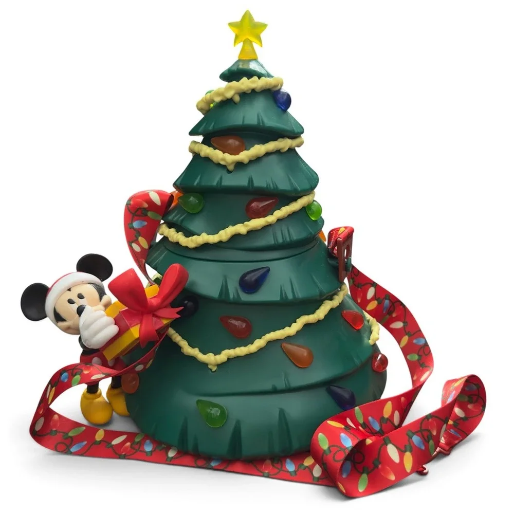Disney Mickey Mouse Christmas Tree Popcorn Bucket Light Up Holiday Souvenir